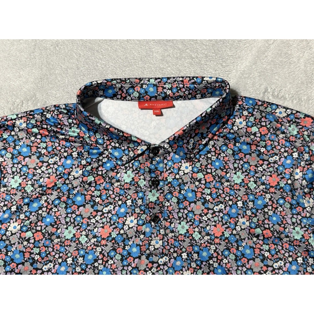 Redvanly‎ Polo Shirt Mens 2XL Floral AOP Performance Stretch Golf Sports